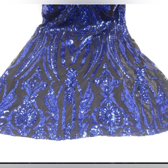 Stephanie Pratt Sequin Evening Formal Prom Party Wedding Blue Dress Sz 8 - Picture 4 of 5